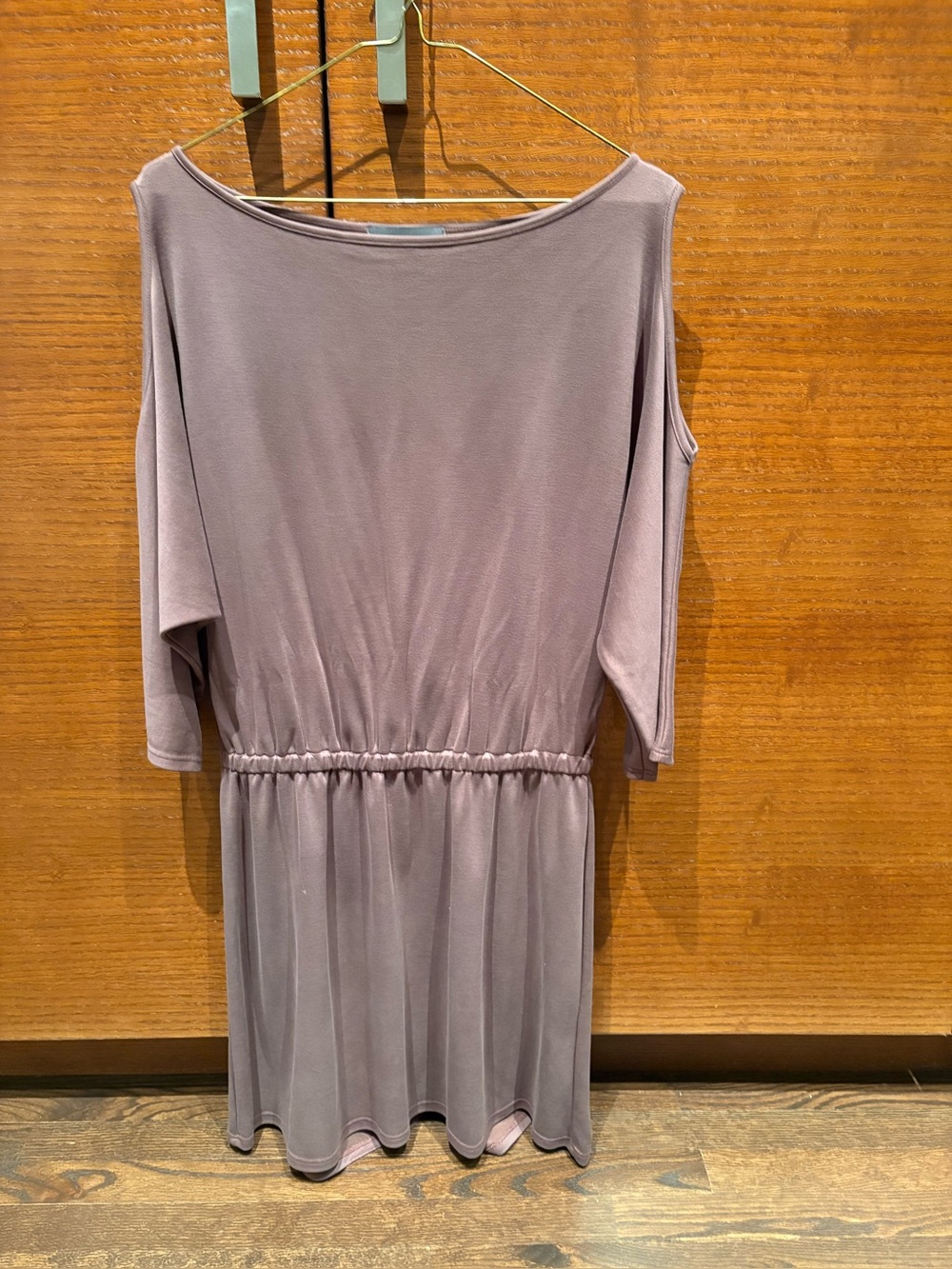 Michael Stars Cold Shoulder Jersey Knit Dress | Size Small | Taupe / Choc Brown